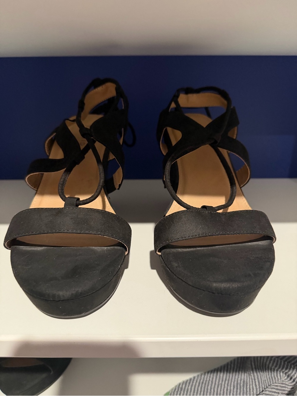 Torrid Black Strappy Platform Heels (Never Worn)